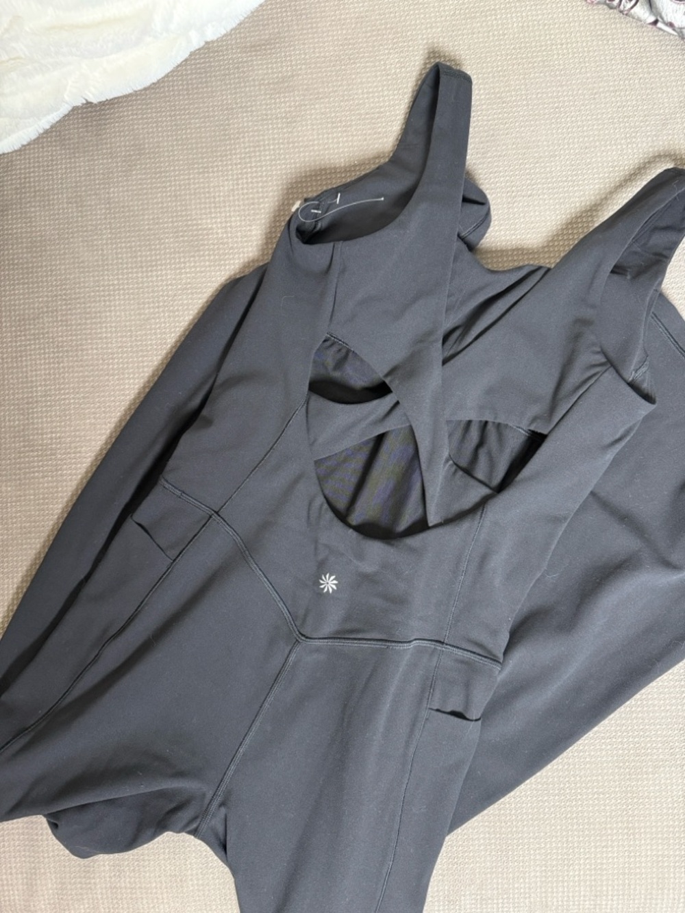 Athleta Black Scoop-Neck Wide-Leg Jumpsuit